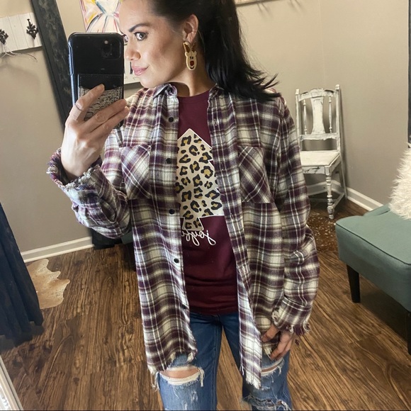 2X & 3X Red & Green Christmas Plaid Flannel / Shacket - Picture 9 of 10